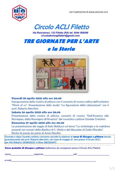 Tre giornate per l'arte e la Storia - Circolo Acli Filetto (RA)