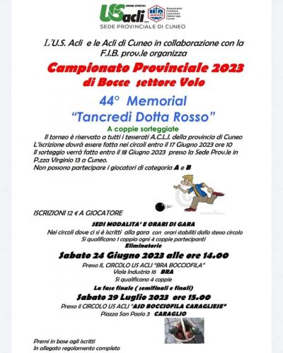 Campionato Provinciale di Bocce - US Acli Cuneo e Acli Cuneo (CN)