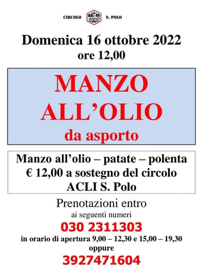 Manzo all&#039;olio - Circolo Acli S. Polo (BS)