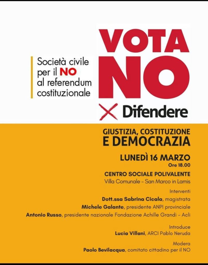 VOTA NO - DIFENDERE GIUSTIZIA, COSTITUZIONE E DEMOCRAZIA - SAN MARCO IN LAMIS (FG)