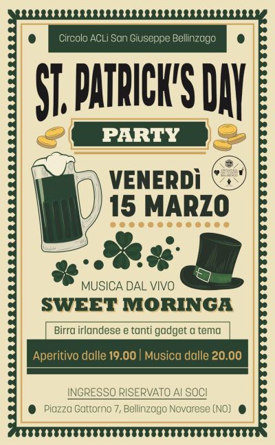 ST. Patrick&#039;s Day Party - Circolo Acli Bellinzago (NO)