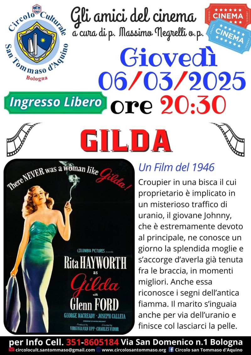Proiezione film "Gilda" - Circolo Acli San Tommaso D'Aquino (BO)