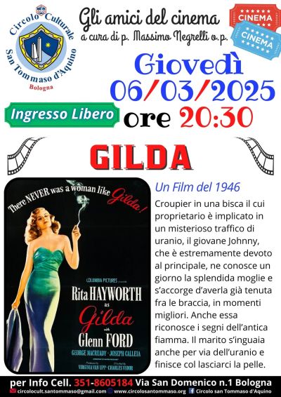 Proiezione film "Gilda" - Circolo Acli San Tommaso D'Aquino (BO)