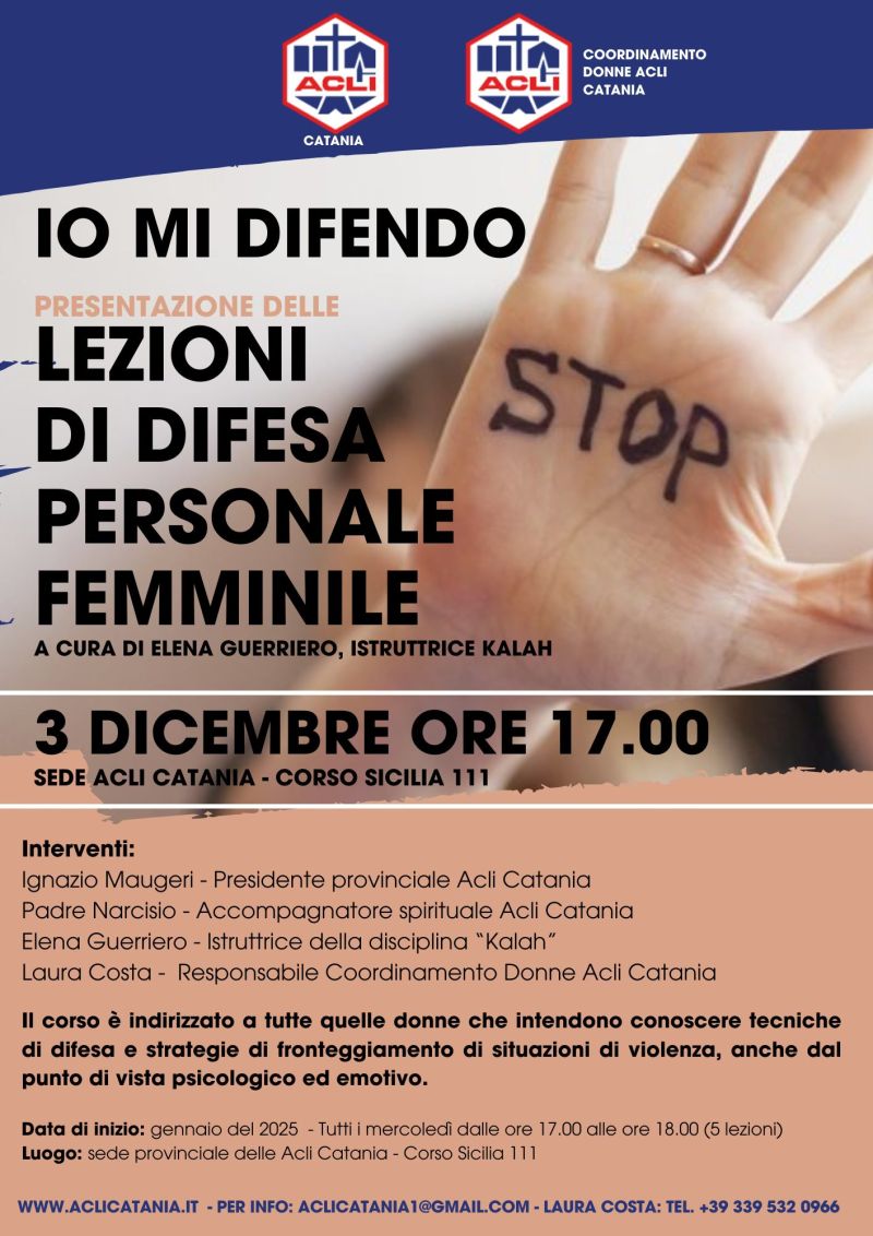 Io mi difendo: Lezioni di difesa personale femminile - Acli Catania e Coordinamento Donne Acli Catania (CT)