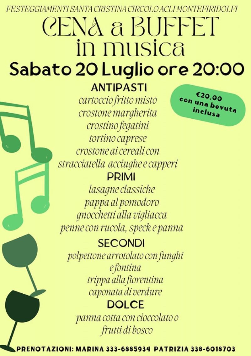 Cena a Buffet in musica - Circolo Acli Montefiridolfi (FI)