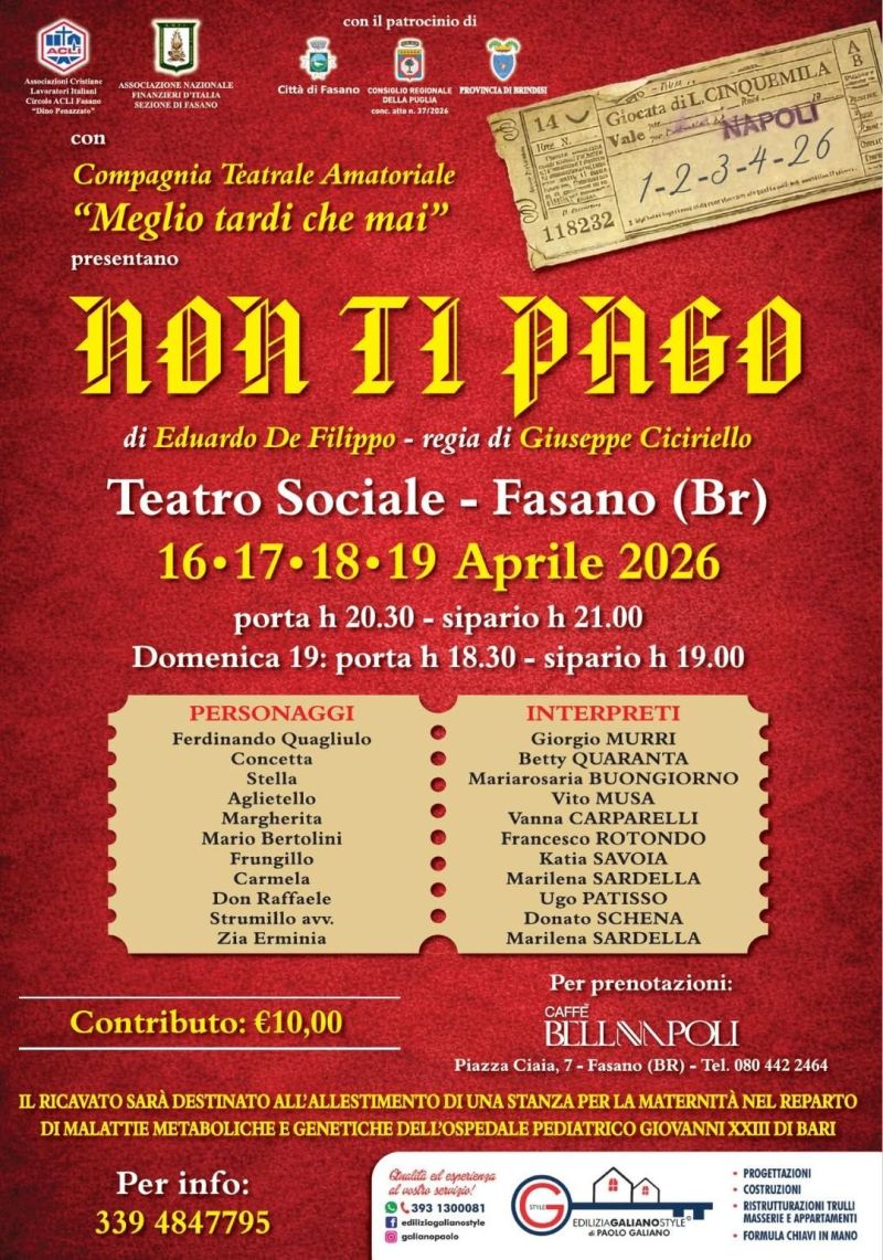 "NON TI PAGO" DI EDUARDO DE FILIPPO - FASANO (BR)