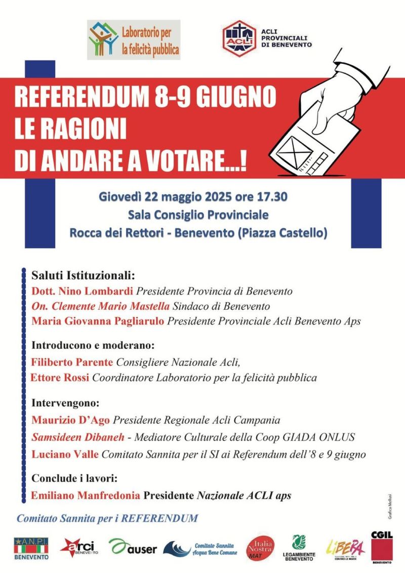 Referendum 8-9 Giugno: Le ragioni di andare a votare...! - Acli Benevento (BN)