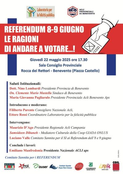 Referendum 8-9 Giugno: Le ragioni di andare a votare...! - Acli Benevento (BN)