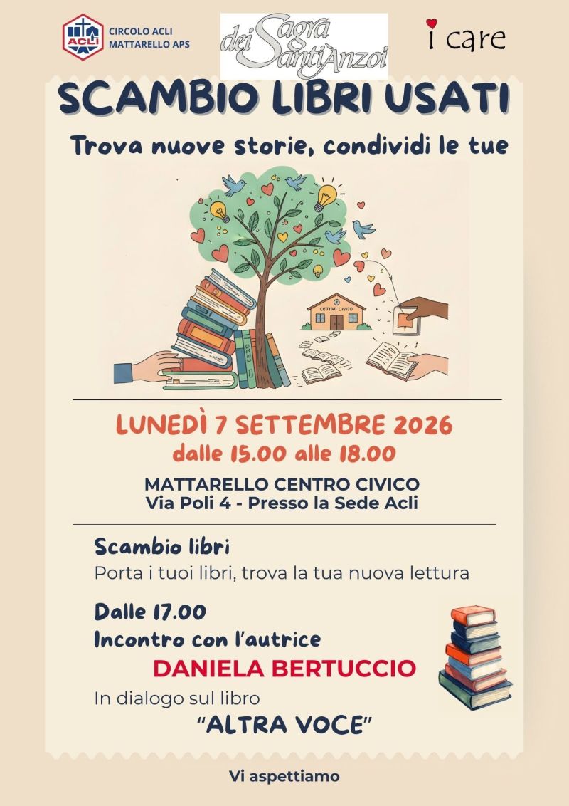 SCAMBIO LIBRI USATI - MATTARELLO CENTRO CIVICO (TN) - CIRCOLO ACLI MATTARELLO APS
