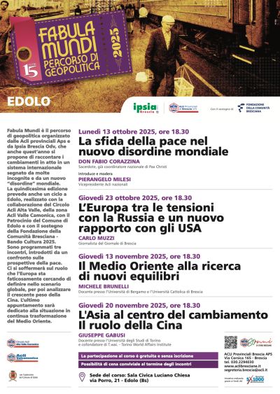 Fabula Mundi 2025. A Edolo il corso di geopolitica - Edolo (BS) - Acli Brescia (BS)