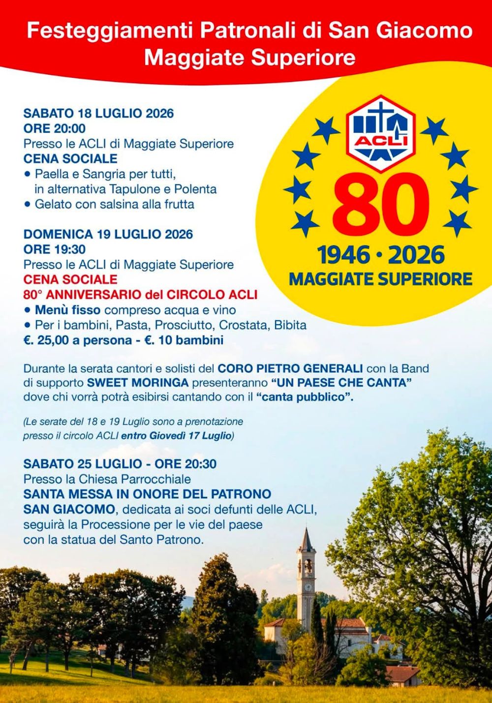 FESTEGGIAMENTE PATRONALI DI SAN GIACOMO MAGGIATE SUPERIORE - CIRCOLO ACLI MAGGIATE SUPERIORE (NO) - MAGGIATE SUPERIORE (NO)