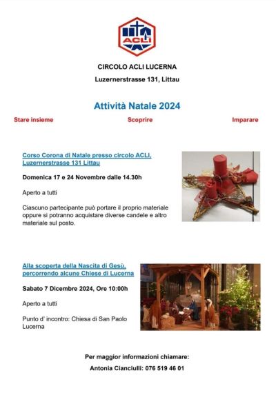Alla scoperta della Nascita di Gesù - Circolo Acli Lucerna (Svizzera)