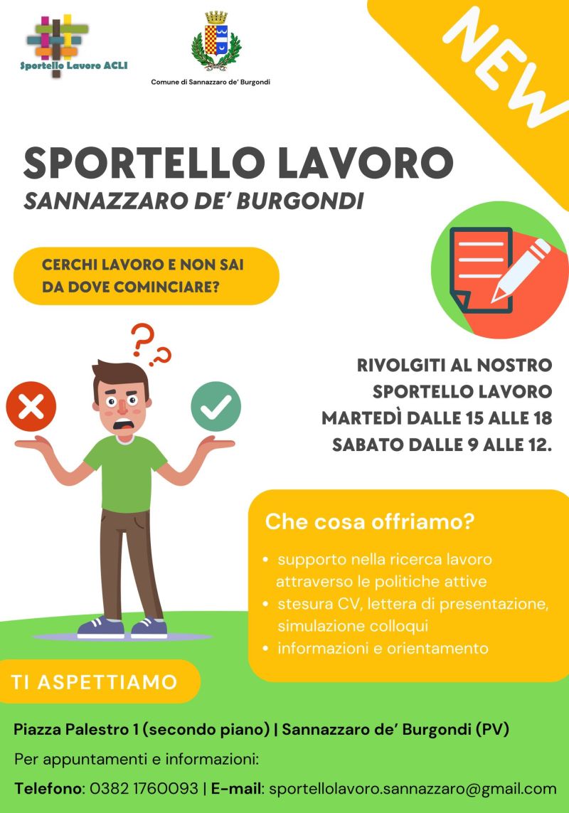 Sportello Lavoro: Sannazzaro De' Burgondi - Acli Pavia (PV)