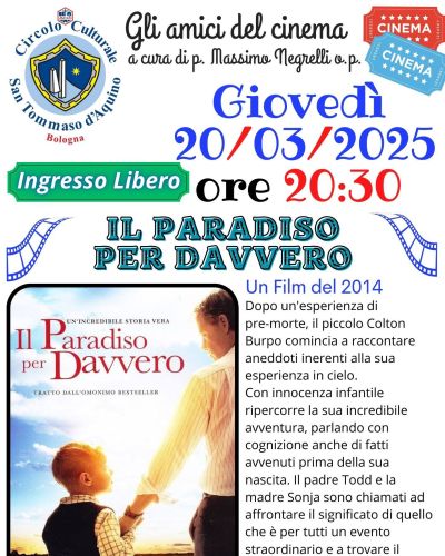Proiezione film "Il Paradiso per Davvero" - Circolo Acli San Tommaso D'Aquino (BO)
