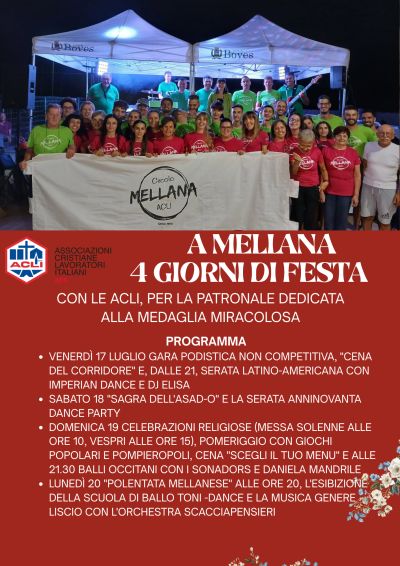 A MELLANA 4 GIORNI DI FESTA - MELLANA BOVES (CN) - CIRCOLO ACLI DI MELLANA BOVES