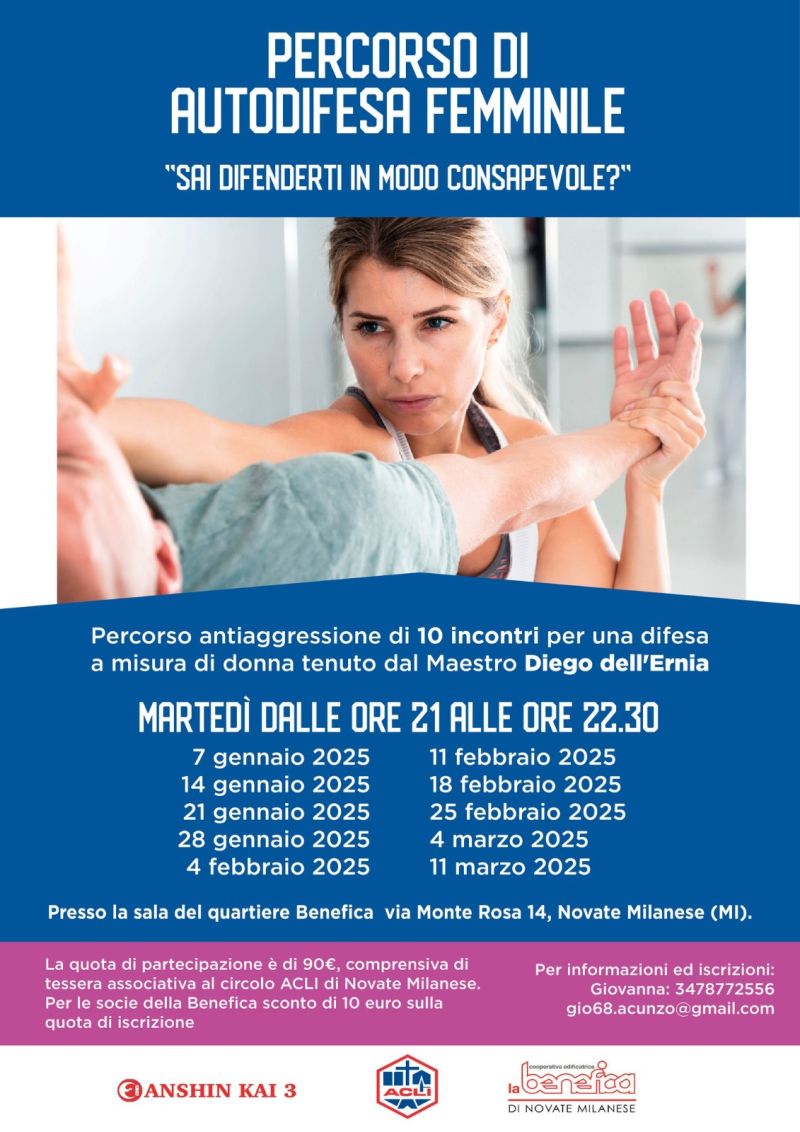 Percorso di autodifesa femminile - Circolo Acli Novate Milanese (MI)