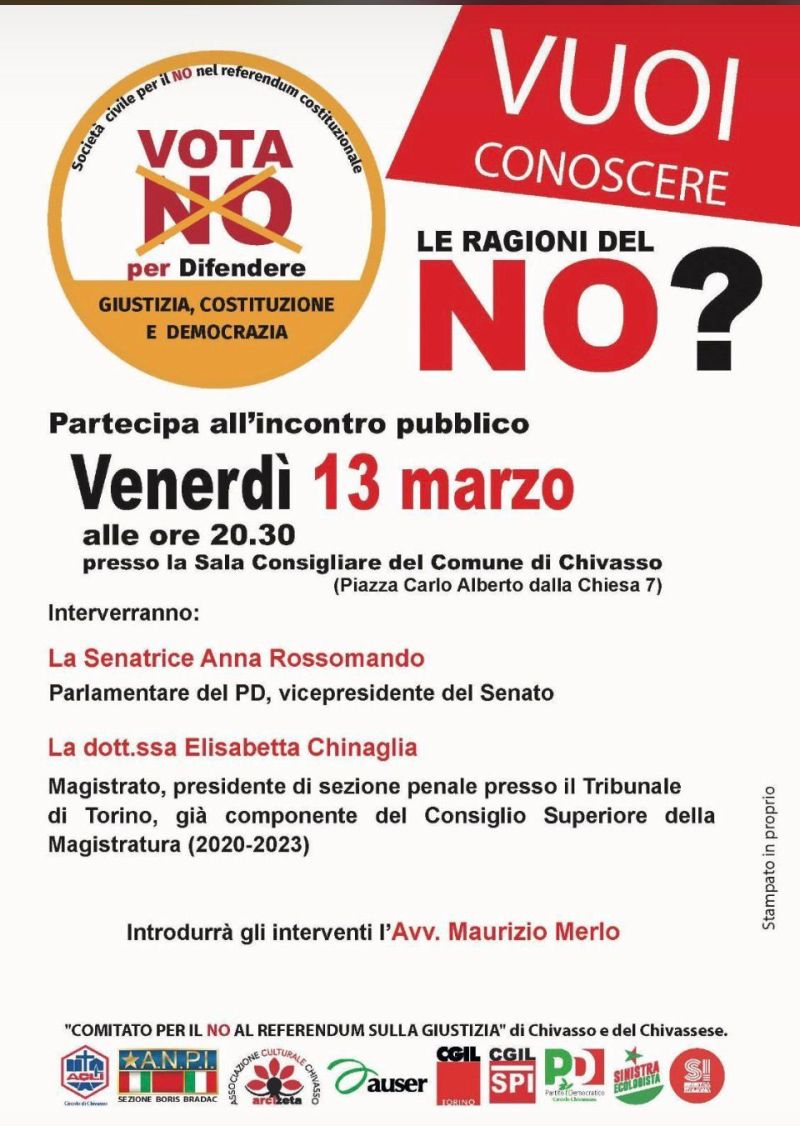 VUOI CONOSCERE LE RAGIONI DEL NO? - CHIVASSO (TO)