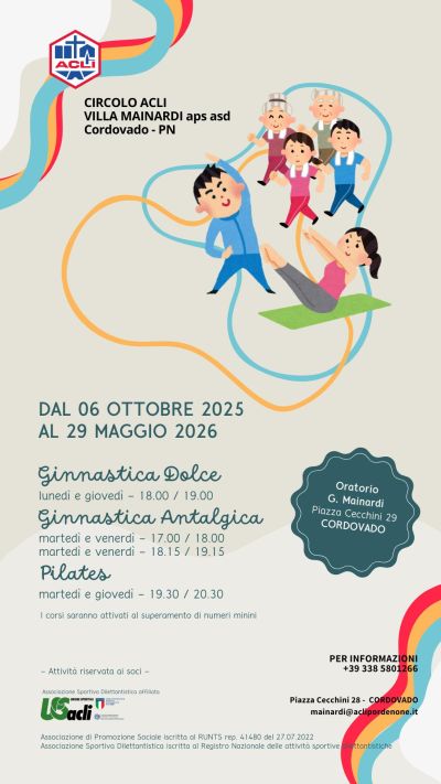 Ginnastica Dolce, Ginnastica Antalgica e Pilates - Cordovado (PN) - Circolo Acli Villa Mainardi (PN)