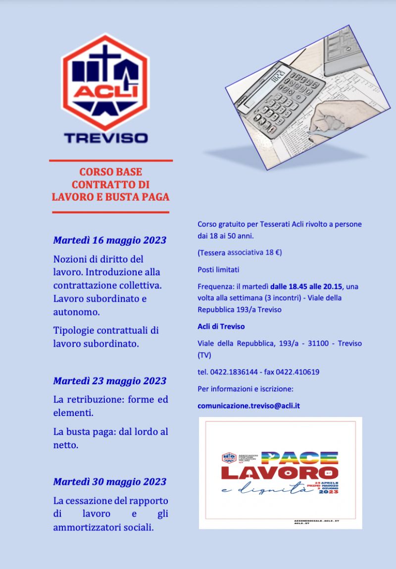 Corso Base: Contratto di Lavoro e Busta Paga - Acli Treviso (TV)
