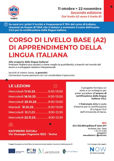 Corso base di apprendimento della lingua italiana - Acli Torino (TO)