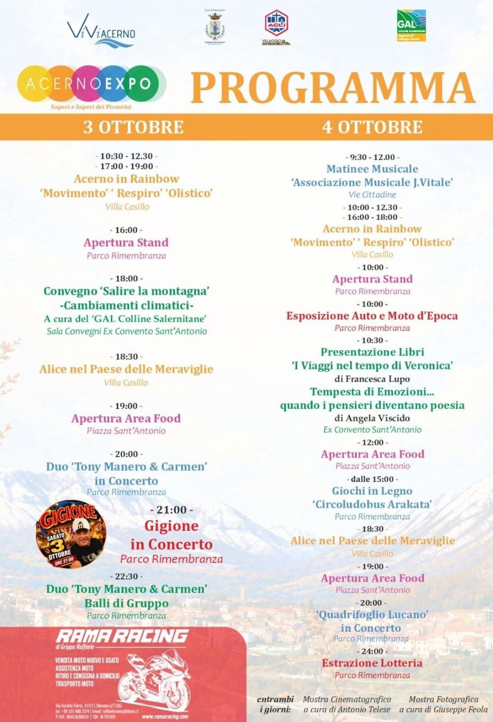 ACERNO EXPO - PROGRAMMA - ACERNO (SA) - CIRCOLO ACLI VILLAGGIO DI SAN FRANCESCO (SA)