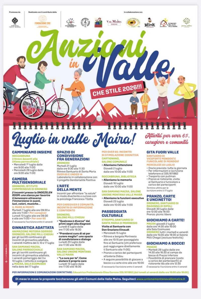 ANZIANI IN VALLE - ATTIVITÀ PER OVER 65, CAREGIVER E COMUNITÀ - VALLE MAIRA (CN) - ACLI CUNEO
