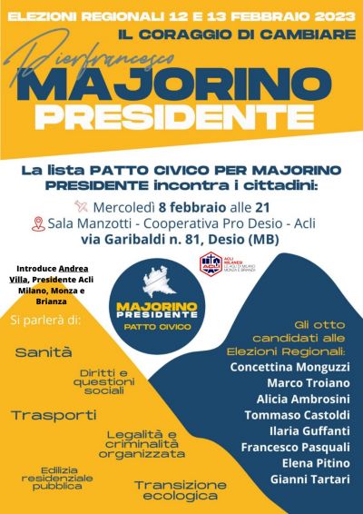 Elezioni Regionali 2023: Majorino Presidente - Acli Milanesi (MI)