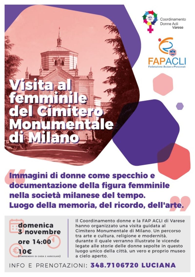 Visita al femminile del Cimitero Monumentale di Milano - Coordinamento Donne Acli Varese e FAP Acli Varese (VA)