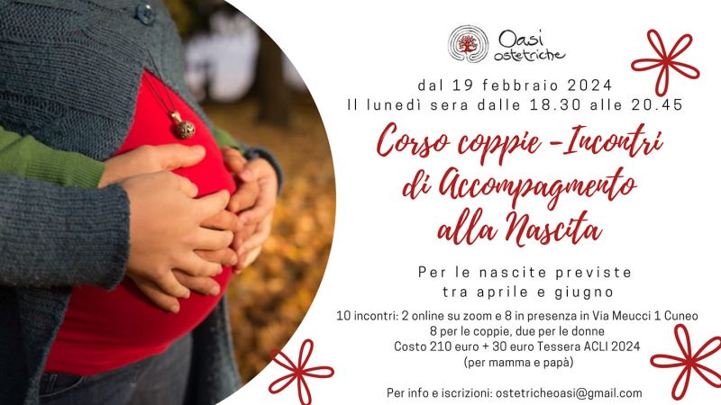 Corso coppie: Incontri di accompagnamento alla nascita - Ass. "Oasi Ostetriche" aff. Acli Cuneo (CN)