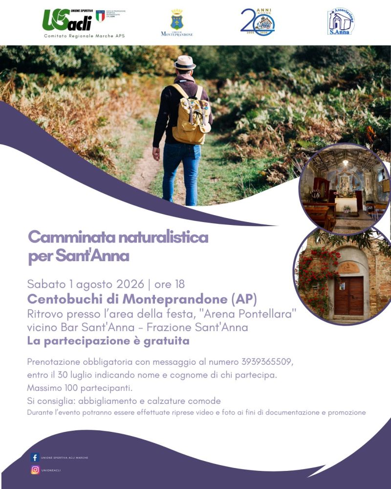 CAMMINATA NATURALISTICA PER SANT'ANNA - CENTOBUCHI DI MONTEPRANDONE (AP) - US ACLI MARCHE