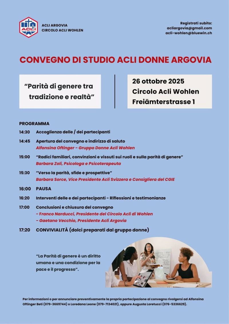 Convegno di studio Acli Donne Argovia - Svizzera - Circolo Acli Wohlen (Svizzera)