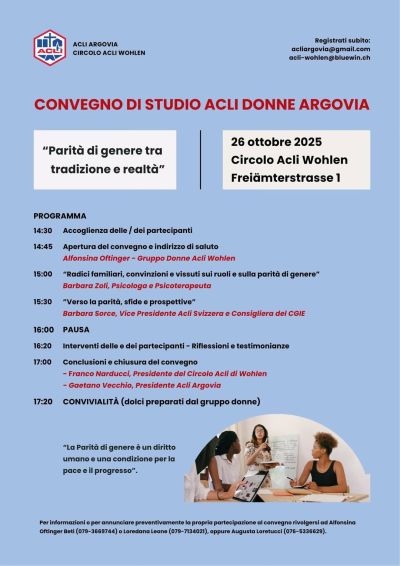 Convegno di studio Acli Donne Argovia - Svizzera - Circolo Acli Wohlen (Svizzera)