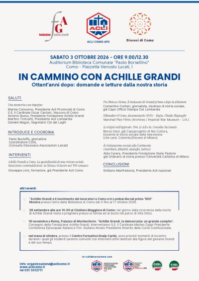 IN CAMMINO CON ACHILLE GRANDI - COMO - ACLI COMO - FONDAZIONE ACHILLE GRANDI - ACLI LOMBARDIA