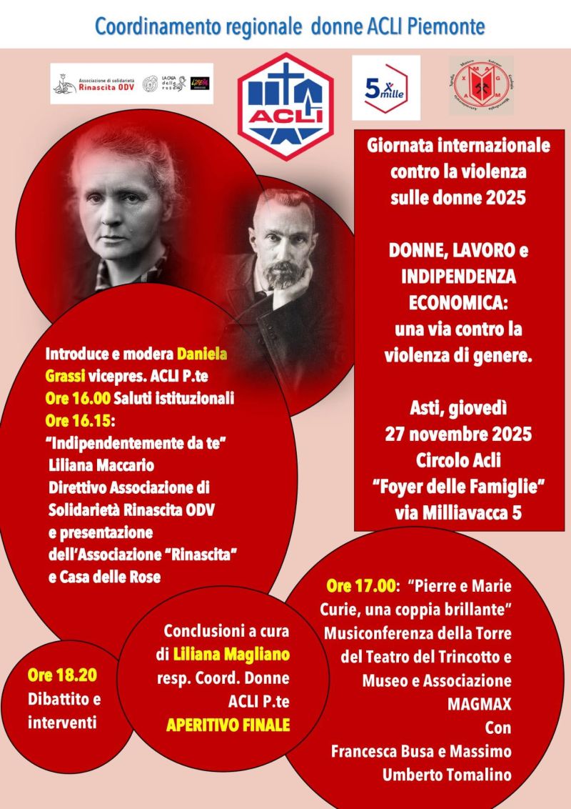 Donne, lavoro e indipendenza economica - Asti - Coordinamento Donne Acli Piemonte e Circolo Acli Foyer delle Famiglie (AT)
