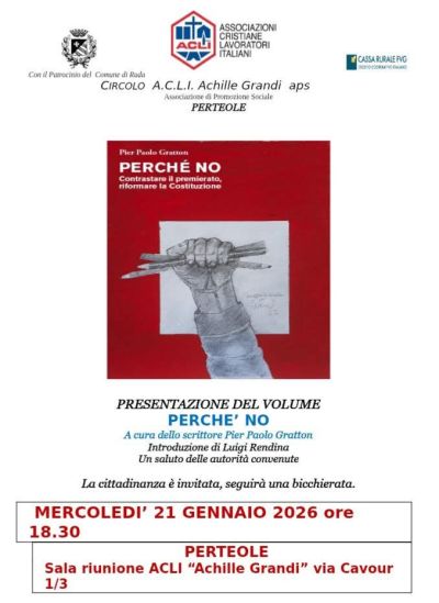 PRESENTAZIONE LIBRO "PERCHE' NO" - PERTEOLE (UD)