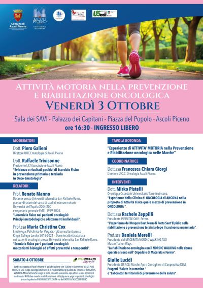 Attività motoria nella prevenzione e riabilitazione oncologica - Ascoli Piceno - US Acli Marche
