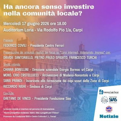HA ANCORA SENSO INVESTIRE NELLA COMUNITA' LOCALE? - CIRCOLO ACLI CARPI (MO) - CARPI (MO)
