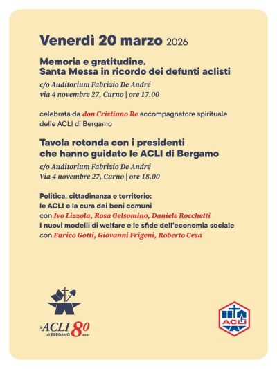 MEMORIA E GRATITUDINE - SANTA MESSA IN RICORDO DEI DEFUNTI ACLISTI - BERGAMO