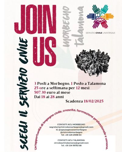 Join Us: Scegli il servizio civile - Circoli Acli Morbegno e Talamona (SO)