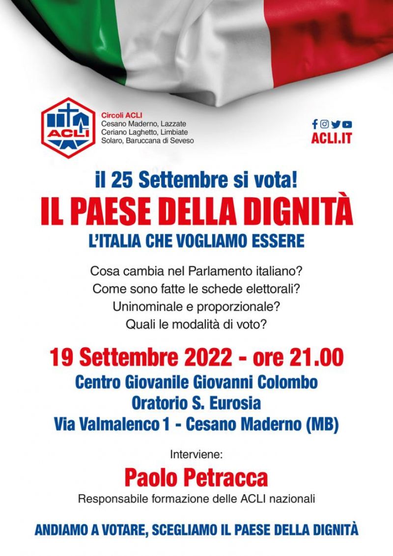 Il 25 Settembre si vota - Circolo Acli Cesano Maderno (MI)