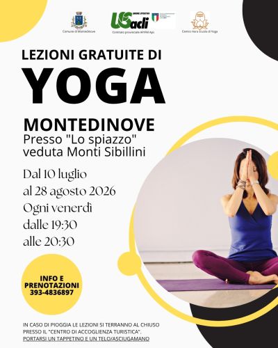 LEZIONI GRATUITE DI YOGA - MONTEDINOVE (AP) - US ACLI ASCOLI PICENO
