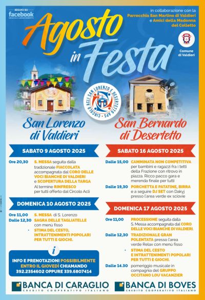 Agosto in Festa - Valdieri (CN) - Circolo Acli San Lorenzo e Desertetto (CN)