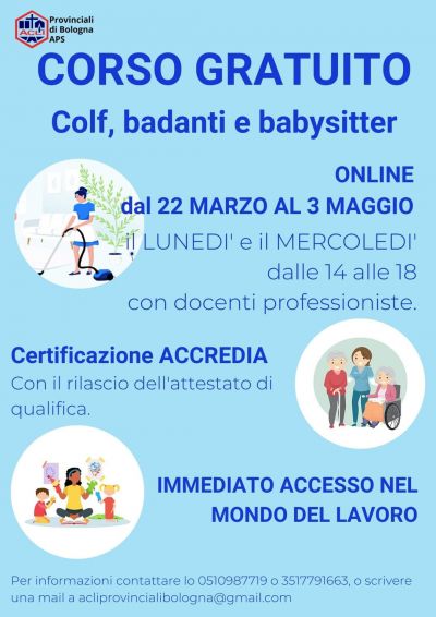 Corso gratuito colf, badanti e babysitter - Acli Bologna (BO)