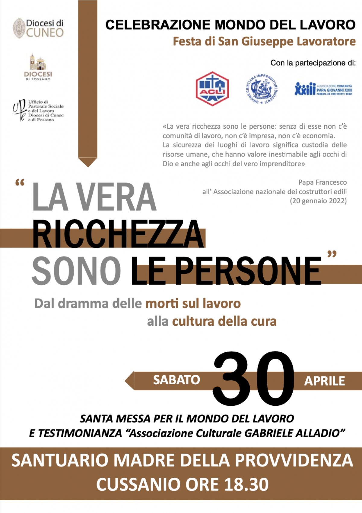 Primo maggio. Festa di San Giuseppe Lavoratore - Acli Cuneo (CN)