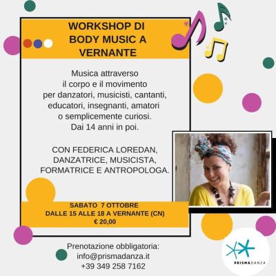 Workshop di body music a Vernante - Associazione Prismadanza aff. Acli Cuneo (CN)