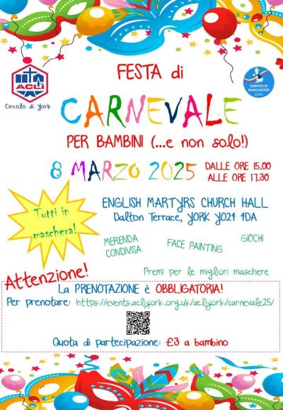 Festa di Carnevale per bambini (... e non solo) - Circolo Acli York (Inghilterra)