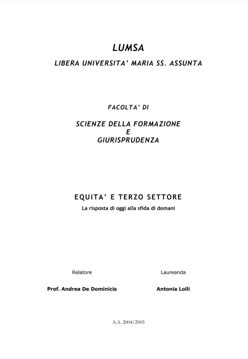 Equità e Terzo Settore: La risposta di oggi alla sfida di domani