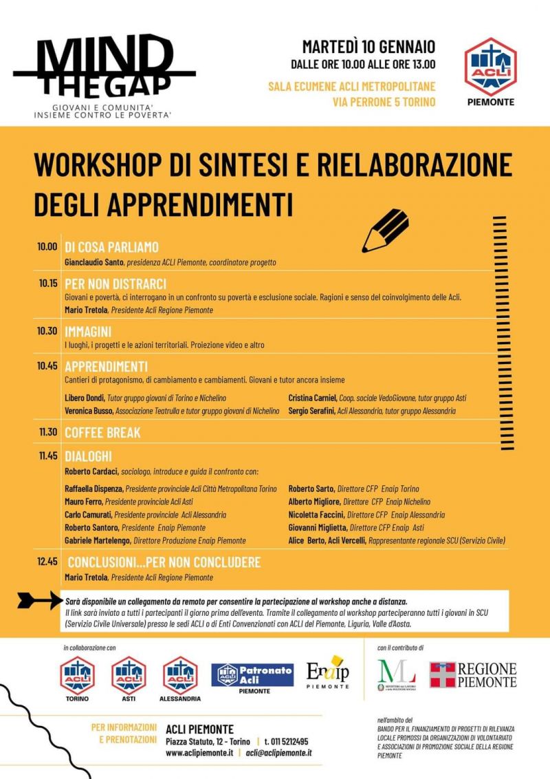 Workshop di sintesi e rielaborazione degli apprendimenti - Acli Piemonte