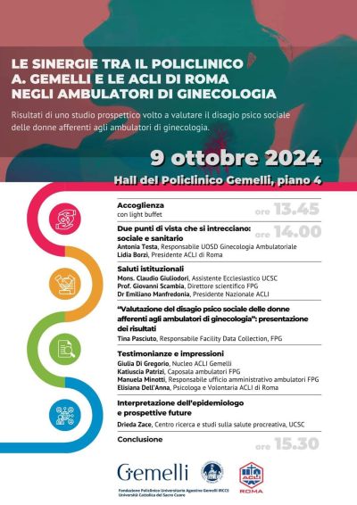 Le sinergia tra il Policlinico A. Gemelli e le Acli di Roma negli ambulatori di ginecologia - Acli Roma (RM)