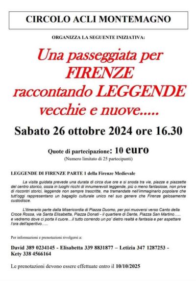 Una passeggiata per Firenze raccontando LEGGENDE vecchie e nuove... - Circolo Acli Montemagno (PT)